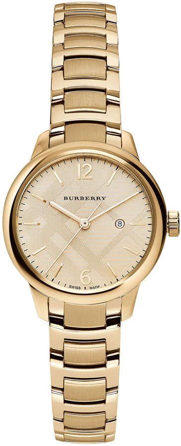 burberry 32mm round golden stainless steel bracelet watch|BURBERRY Stainless Steel 32mm Classic Round Quartz Watch .